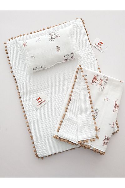 ilkimbebe Baby Diaper Set with Blanket - Cushion, Muslin, Baby Pillow, Newborn, Crib