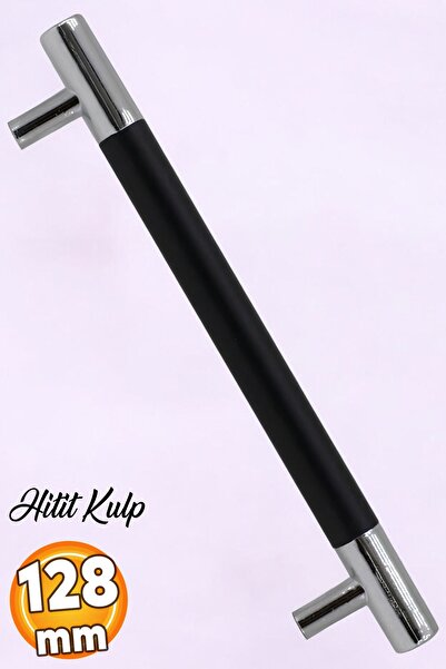 Badem10 Hitit (128 MM - 12.8 CM) Siyah Krom Metal Mobilya Mutfak Çekmece Dolap Dolabı Kulpu Kulbu Kulpları