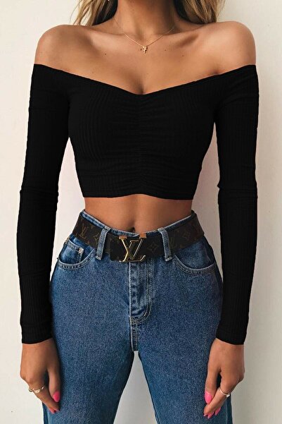 Edela Bluză neagră cu șnur în față Edl-1517