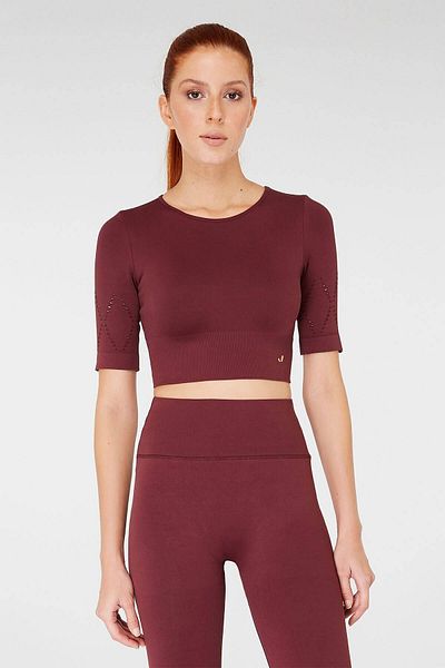 Jerf Naples Short Sleeve Crop Top Econyl Claret Red