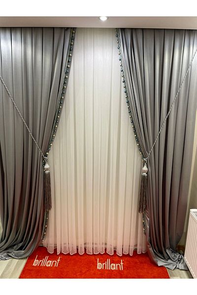 GACALLAR HOUSE 1/3 Does Not Want Ironing Heavy Gramaged Glitter Bamboo Slub Tulle Curtain - Suitable for Any Room