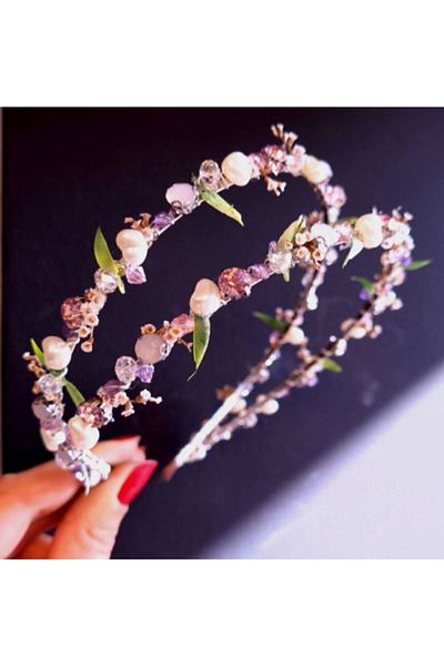 Yumak Dekor Grup Pink Lilac Double - Simple and Stylish Bridal Crown, Engagement and Maternity Crown