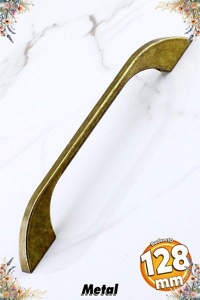 Badem10 Ezgi 128 mm - 12,8 cm Mobilier din metal galben antic, dulap de bucătărie, dulap, mâner, mânere