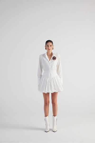 HOLLY LOLLY White Mini Balloon Cut Lexi Skirt - Elastic Waist