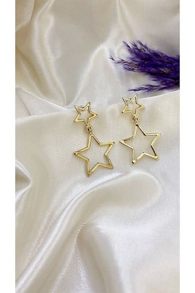 Eylülün Takısı Gold Color Star Patterned Earrings
