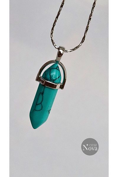 CessNova Turquoise Nail Natural Stone Necklace and Chain Set - Certified