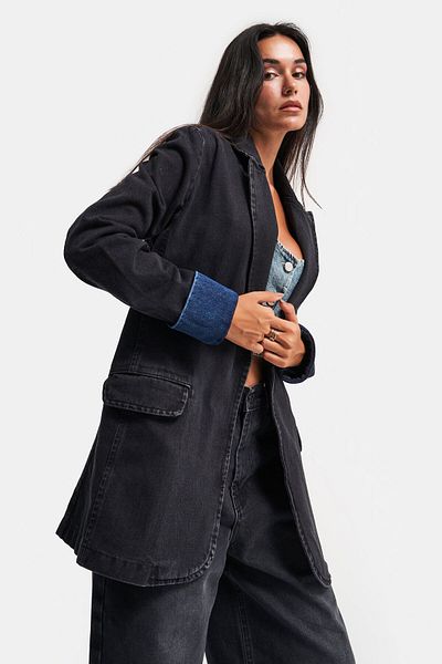 its basic Black Women's Oversize Cotton Jacket - 100% Cotton Loose Cut