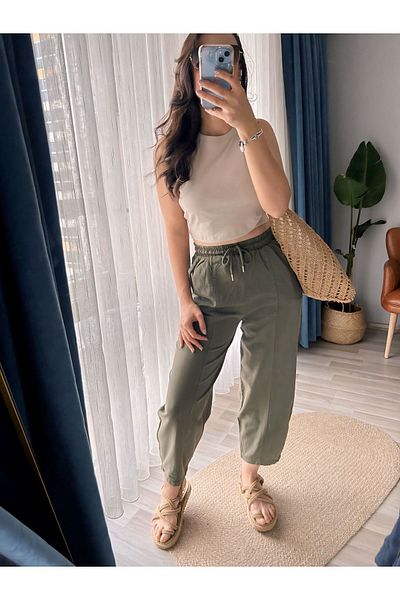 ANKH WOMAN Pleated Gabard's Leg Trousers