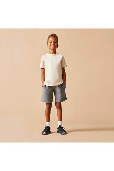 Decathlon Domyos Children's Gray Cotton Sports Shorts 500