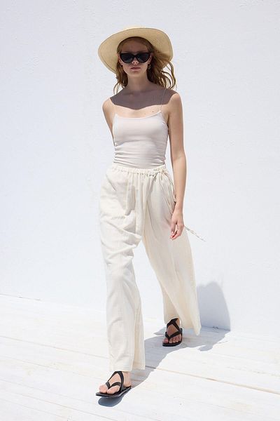 Manuka Ecru Color Muslin Wrap Pants