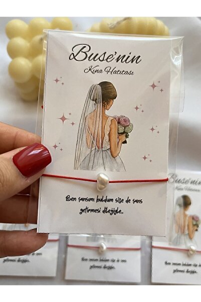 HEN GSM 15 adet Kişiye Özel Şans Bilekliği Isimli Söz Nişan Nikah Kına Hediyesi