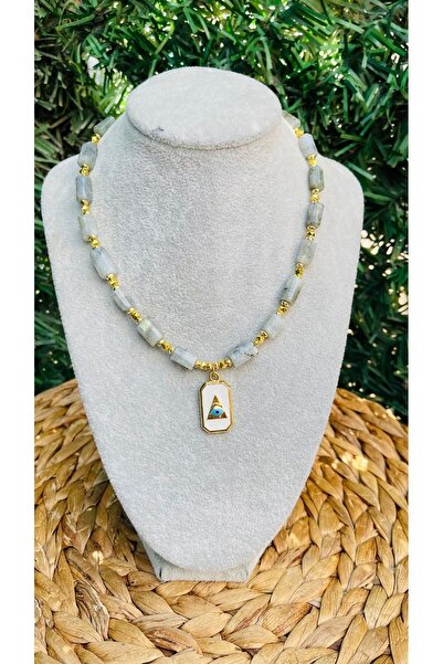 wanwa aksesuar قلادة كوارتز رمادية