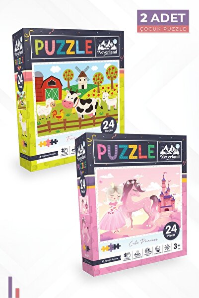 Neverland 2'li Çocuk Yapboz - 24 Parça Çiftlik Hayvanları Ve Sevimli Prenses