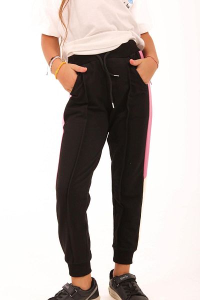 Perendi Garni Detailed Girl's Sweatpants Μαύρο