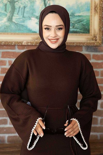 EBRUTESETTÜR Etamine Embroidered Ribbed Knitwear Dress