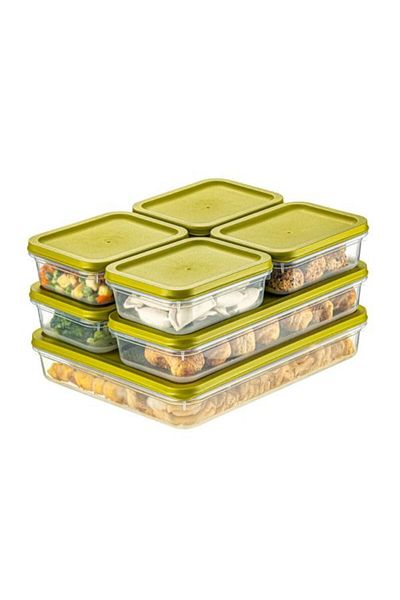 PANJI Green 22 Piece Storage Container - Microwave and Freezer Compatible, 6X2600Ml 8X1200Ml 8X500Ml