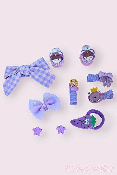 Cinderella 10'lu Hediyelik Kutulu Bebek Toka Seti - Kız Çocuk Lastikli Çıtçıt...