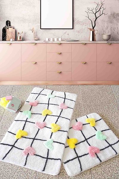 Chilai Home My Colorful Heart Σετ 2 τεμαχίων - Χαλάκι μπάνιου και ακρυλικό χαλί