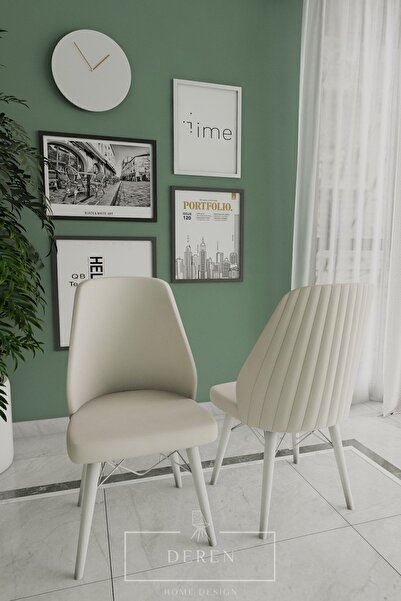 DEREN HOME Mabel Serisi 4 Adet Krem Mutfak Ve Salon Sandalyesi