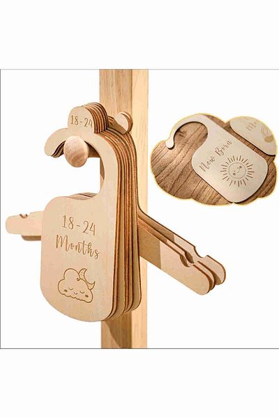 WooDanica Baby Kids Closet Organizer Baby Clothes Separator Hanger Bookmark 0-24 Months Memory Cards 7 Pieces