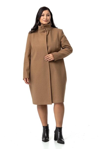 DISENTIS MODEST Palton din cașmir de nurcă - Mărime mare, cu guler înalt și c...