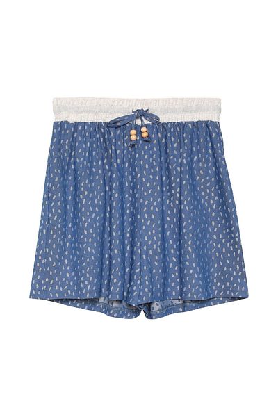 Quzu Pantaloni scurți de in albastru - cu model cu talie elastică
