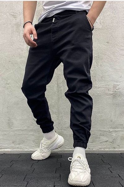 Denim Shorty Jogger Black Elastic Leg Jeans