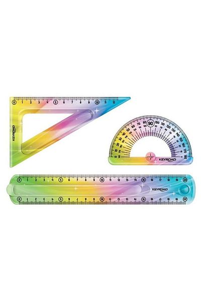 KEYROAD Rainbow Colored Unbreakable Ruler Set KR972278