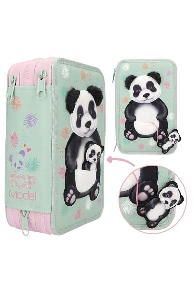Top Model Depesche Panda 3 Katlı İçi Dolu Kalem Çantası 12786_A