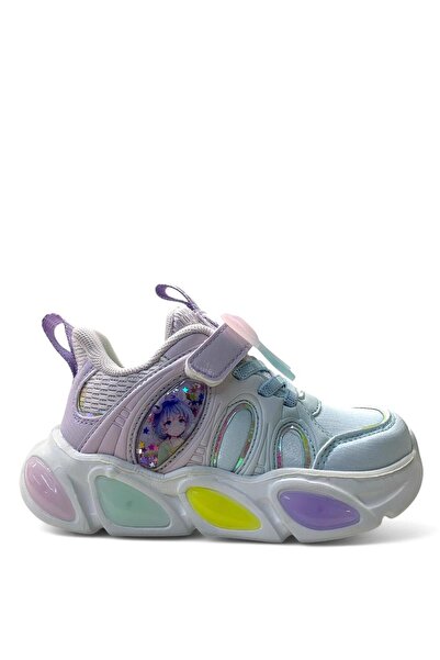 pepino 1830 Ortopedik Kız Çocuk Okul Öncesi Mavi/Lila Işıklı Sneaker