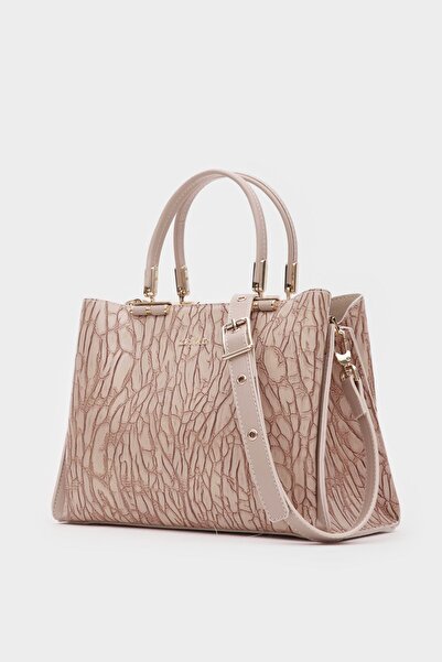 zeyad إليجانس كريم - حقيبة نسائية بحزام قابل للتعديل مع تفاصيل سلسلة