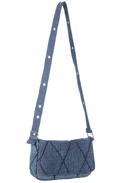 Reseen PATCH (KARIŞIK TONLAR) KOT (DEMİN) KAPİTONELİ ÇAPRAZ ASKILI OMUZ ÇANTASI