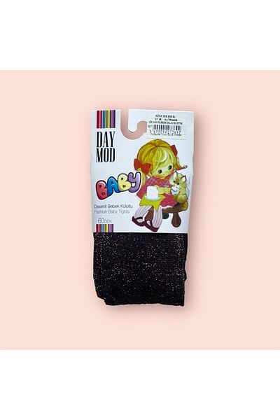 Daymod Baby Black Pink Glittery Pantyhose