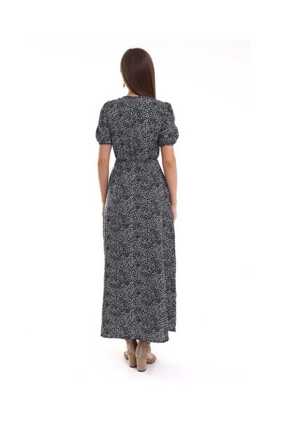 İyisini İstersen WOMEN'S POLY WOVEN VISKOSE FABRIC WAIST AND FRONT SLIT DRESS WITH ELASTIC SEAT