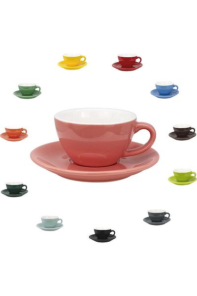MIBRU Coffee ceramic cup with plate 200ml pink