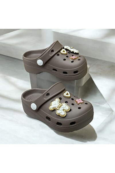 fikret bağcı Παιδικές παντόφλες με κλειστά δάχτυλα Mink Colored - Stone Detailed Cros