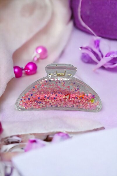 FAHA Saç Tokası Yıldız Pullu Silikon Saç Tokası (PEMBE)