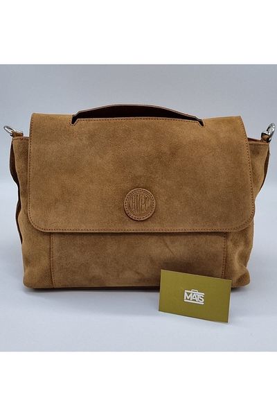 DSN Suede Genuine Leather & Faux Leather Shoulder Bag Tan
