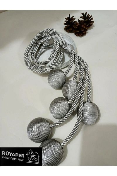 RÜYAPER 4 Ball Gray Ceiling Braçol Background Curtain Binding Apparatus - 1 Piece