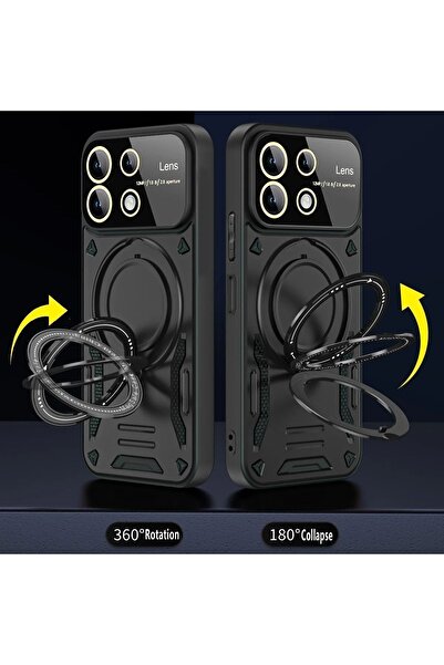 m.tk moveteck Xiaomi Redmi Note 13 Pro 4g Case with Magsafe Rotatable Ring Stand Camera Protection Gold Detail