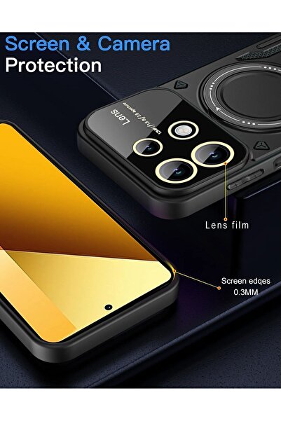 m.tk moveteck Xiaomi Redmi Note 13 Pro 4g Case with Magsafe Rotatable Ring Stand Camera Protection Gold Detail