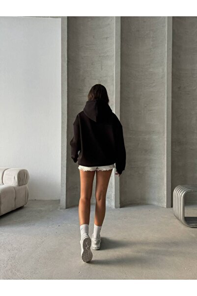 İLKCET MODA Oversize Γυναικείο Φούτερ - Με Δαντέλα Λεπτομέρεια