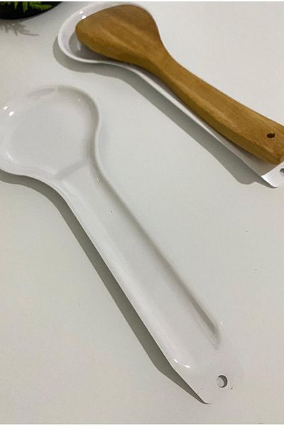 BRE HOME Stainless metal white dirty spoon coaster, countertop spoon holder, spoon