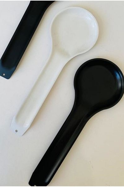 BRE HOME Stainless metal white dirty spoon coaster, countertop spoon holder, spoon
