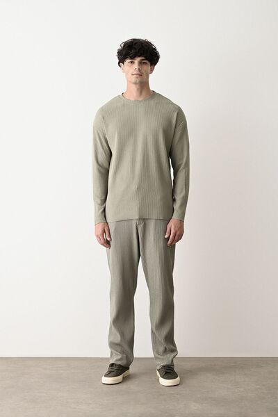 İLKCET MODA Ανδρικό φούτερ με ραβδώσεις Oversize - Άνετη εφαρμογή