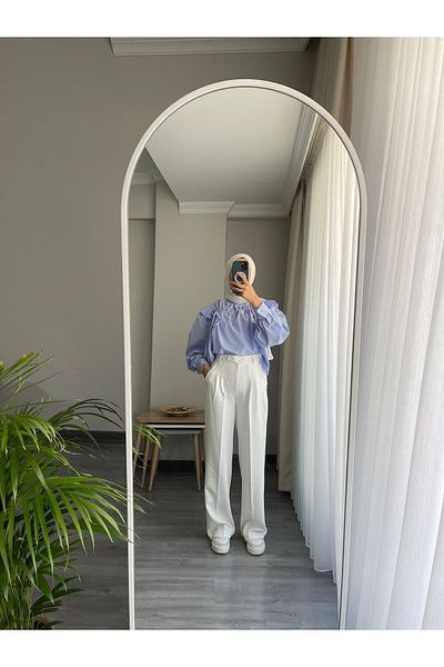 HENZA High Waist White Palazzo Trousers - Wide Leg