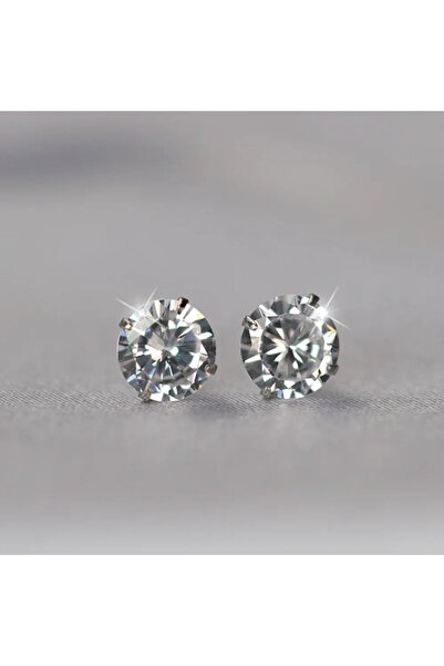 Set 925 Ayar Gümüş Damgalı (2 ÇİFT) Zirkon Taşlı Yuvarlak Küpe( 6 mm - 7 mm)