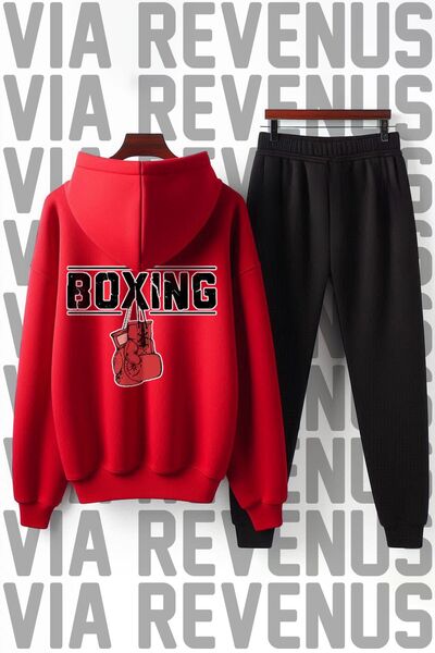 Vordevia Boxing Printed Unisex Wide Fit Soft Fabric Hooded Tracksuit Set