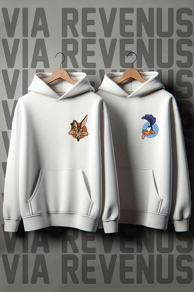 Vordevia Dear Oversize Combination Sweatshirt - Jackal and Road Runner Printed