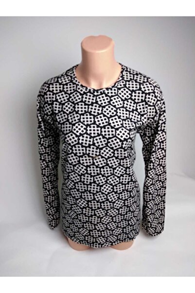 YAŞAR TRİKO Women's Black Patterned Crew Neck Long Sleeve Seasonal Suede Moth...